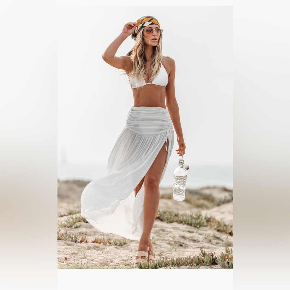CUPSHE White Sheer Beach Cover-Up Skirt size M